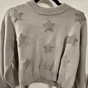 Gray Star Patterned Sweater -Simply Southern Cropped